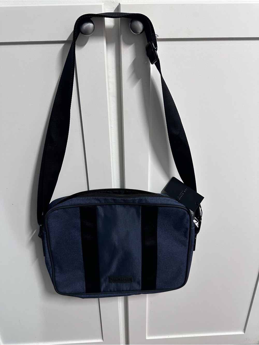 TED BAKER Men's Navy Crossbody Bag with Black Strap